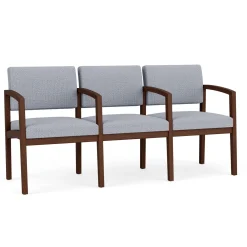 New Castle Wood Three Seater with Center Arms with Designer Upholstery