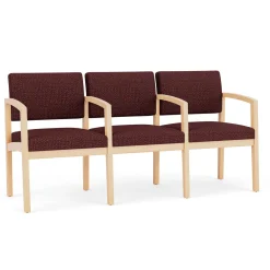 New Castle Wood Three Seater with Center Arms with Designer Upholstery