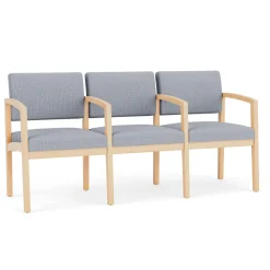 New Castle Wood Three Seater with Center Arms with Designer Upholstery