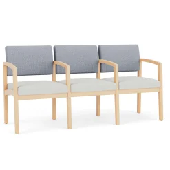 New Castle Wood Three Seater with Center Arms with Designer Upholstery