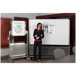 Nexus Double-Sided Mobile Easel Porcelain Magnetic Whiteboard 34