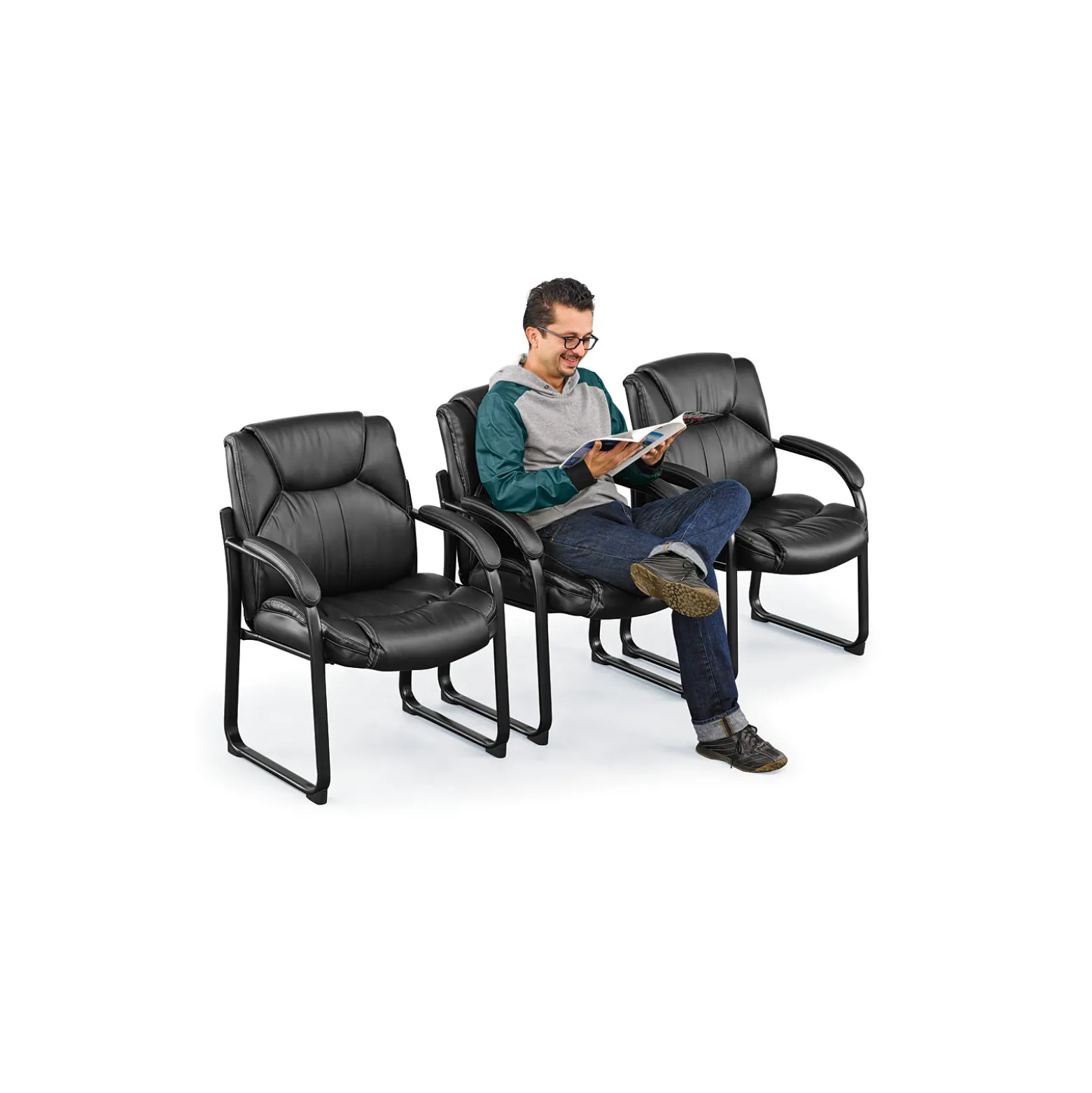 Omega Faux Leather Oversize Guest Chair