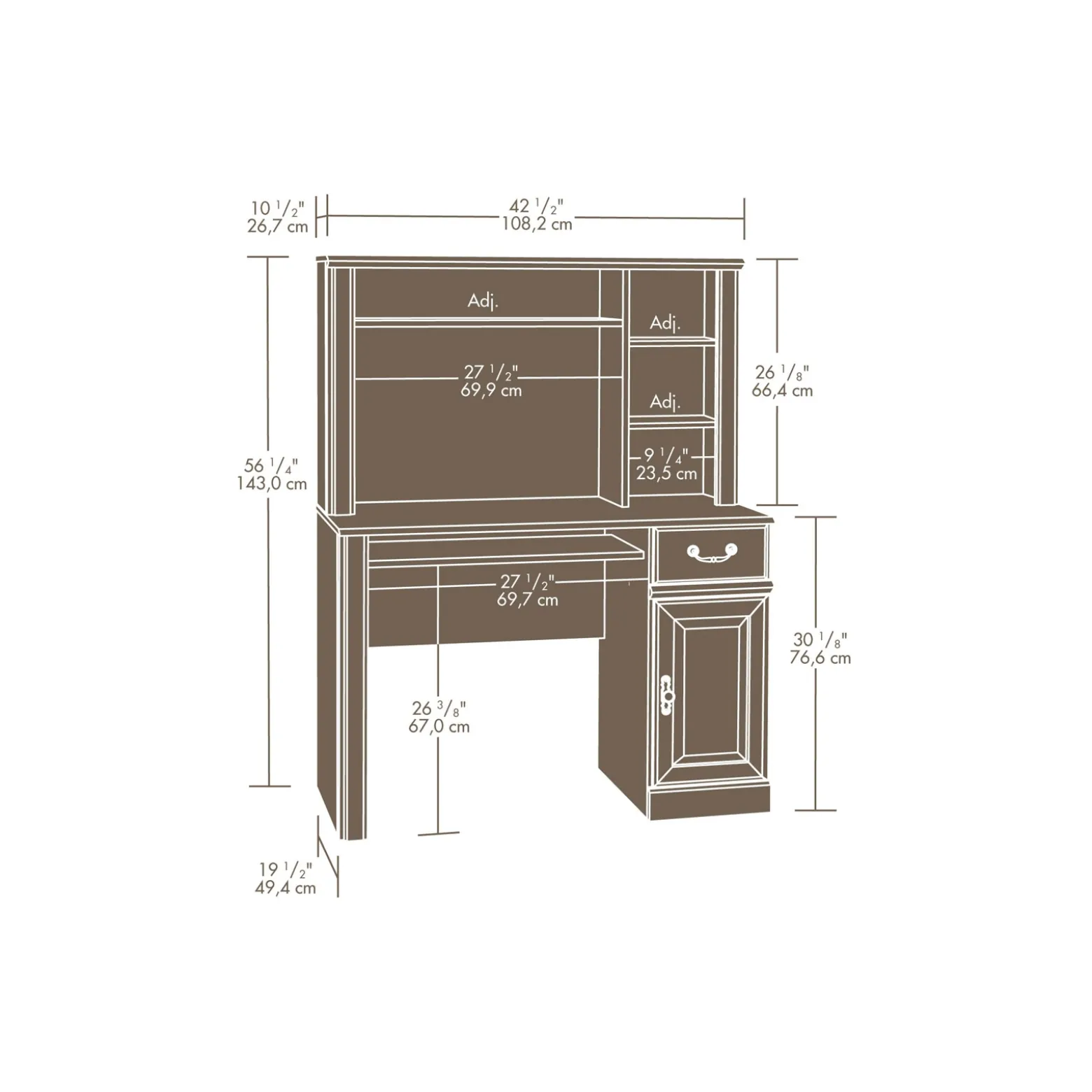 Orchard Hills Compact Desk with Hutch - 43"W