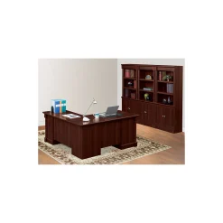 Palladia L-Shaped Desk with Bookcase Wall