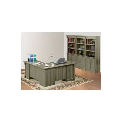 Palladia L-Shaped Desk with Bookcase Wall