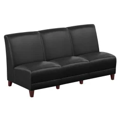 Parkside Armless Three Seat Sofa in Faux Leather - 64.5"W