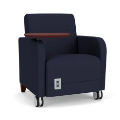 Parkside Guest Chair with Swivel Tablet and Casters in Standard Upholstery