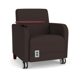Parkside Guest Chair with Swivel Tablet and Casters in Standard Upholstery
