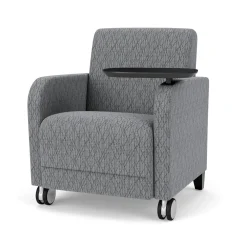 Parkside Guest Chair with Swivel Tablet and Casters in Designer Upholstery