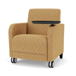 Parkside Guest Chair with Swivel Tablet and Casters in Designer Upholstery