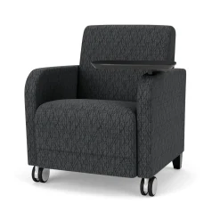 Parkside Guest Chair with Swivel Tablet and Casters in Designer Upholstery