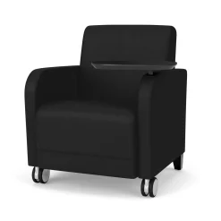 Parkside Guest Chair with Swivel Tablet and Casters in Designer Upholstery