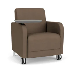 Parkside Guest Chair with Swivel Tablet and Casters in Designer Upholstery