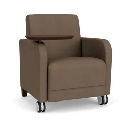 Parkside Guest Chair with Swivel Tablet and Casters in Designer Upholstery