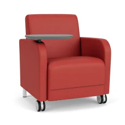 Parkside Guest Chair with Swivel Tablet and Casters in Designer Upholstery