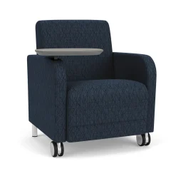 Parkside Guest Chair with Swivel Tablet and Casters in Designer Upholstery