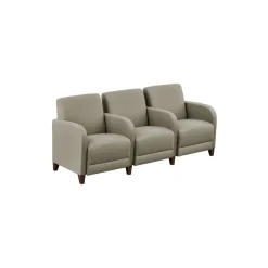Parkside Three Seater with Center Arms in Polyurethane or Fabric - 75.5
