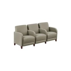 Parkside Three Seater with Center Arms in Polyurethane or Fabric - 75.5