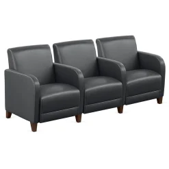 Parkside Three Seater with Center Arms in Faux Leather - 75.5
