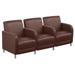 Parkside Three Seater with Center Arms in Faux Leather - 75.5
