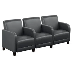 Parkside Three Seater with Center Arms in Faux Leather - 75.5