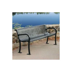 Plastic Coated Outdoor Bench with Slat Back - 4'W