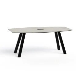 Plateaux Boat Shaped Powered Conference Table with Knife Edge - 72W x 36D