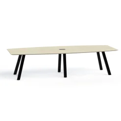 Plateaux Boat Shaped Powered Conference Table with Knife Edge - 120W x 48D