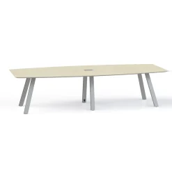 Plateaux Boat Shaped Powered Conference Table with Knife Edge - 120W x 48D