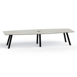 Plateaux Boat Shaped Powered Conference Table with Knife Edge - 144W x 48D