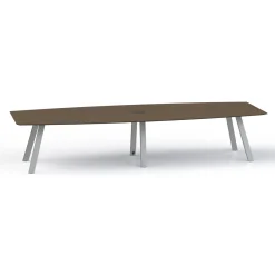 Plateaux Boat Shaped Powered Conference Table with Knife Edge - 144W x 48D