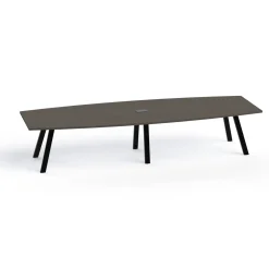 Plateaux Boat Shaped Powered Conference Table with 3MM Edge - 144W x 48D