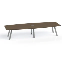 Plateaux Boat Shaped Powered Conference Table with 3MM Edge - 144W x 48D