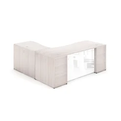 Potenza Laminate L-Shape Desk with Glass Modesty Panel - 66