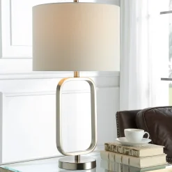 Rectangular Base Brushed Nickel Table Lamp