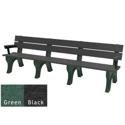 Recycled Plastic Economy Outdoor Bench with Arms - 8 Ft