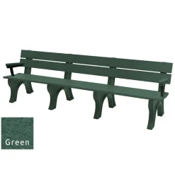 Recycled Plastic Economy Outdoor Bench with Arms - 8 Ft