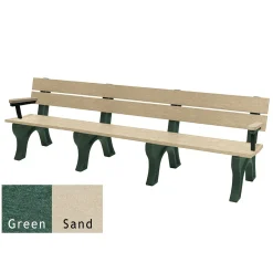 Recycled Plastic Economy Outdoor Bench with Arms - 8 Ft