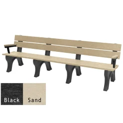 Recycled Plastic Economy Outdoor Bench with Arms - 8 Ft