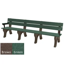 Recycled Plastic Economy Outdoor Bench with Arms - 8 Ft