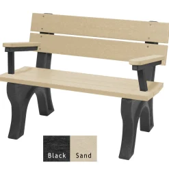 Recycled Plastic Economy Outdoor Bench with Back and Arms - 4 Ft