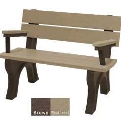 Recycled Plastic Economy Outdoor Bench with Back and Arms - 4 Ft