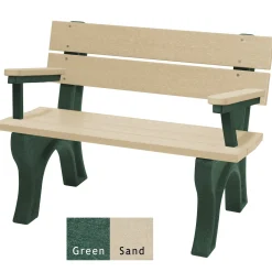 Recycled Plastic Economy Outdoor Bench with Back and Arms - 4 Ft