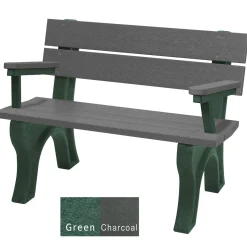 Recycled Plastic Economy Outdoor Bench with Back and Arms - 4 Ft