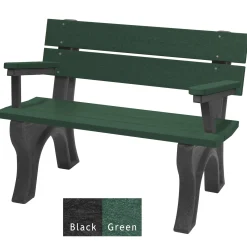 Recycled Plastic Economy Outdoor Bench with Back and Arms - 4 Ft