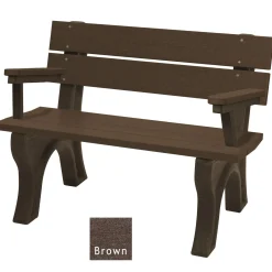 Recycled Plastic Economy Outdoor Bench with Back and Arms - 4 Ft