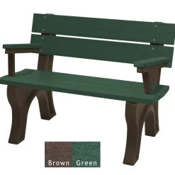 Recycled Plastic Economy Outdoor Bench with Back and Arms - 4 Ft