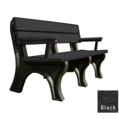 Recycled Plastic Economy Outdoor Bench with Arms - 6 Ft