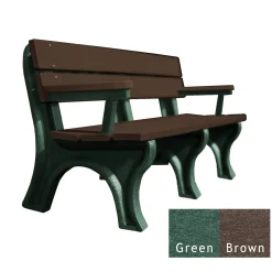 Recycled Plastic Economy Outdoor Bench with Arms - 6 Ft