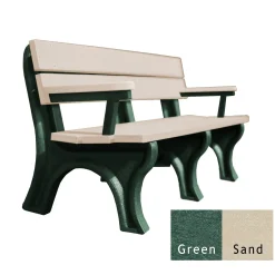 Recycled Plastic Economy Outdoor Bench with Arms - 6 Ft